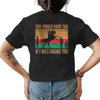 Riding Rodeo Cowgirl Horse Retro Sexy Cowgirls Funny Western Womens Back Print T-shirt | Mazezy