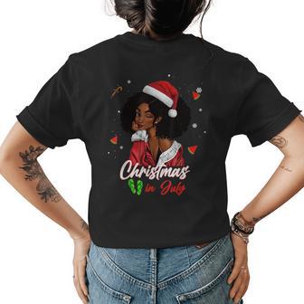 Santa African American Girl Christmas In July Black Queen Womens Back Print T-shirt - Monsterry DE