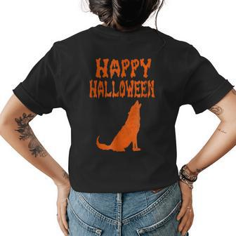Scary And Creepy Wolf Halloween T Howl Moon Halloween  Womens T-shirt Back Print