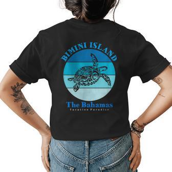 Sea Turtle Bimini Island Bahamas Ocean Womens Back Print T-shirt - Seseable