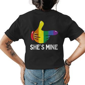 Shes Mine Rainbow Flag Lesbian Pride Lgbtq Matching Couple Womens Back Print T-shirt | Mazezy