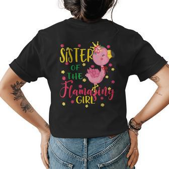 Sister Of The Flamazing Girl Cute Flamingo Sister Birthday Womens Back Print T-shirt | Mazezy