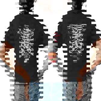 Skeleton Fried Chicken Halloween Chicken Lover Scary Womens Back Print T-shirt | Mazezy
