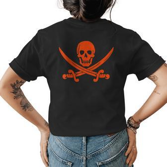 Skull Crossbones Pirate Symbol Jolly Roger Swords Red Womens Back Print T-shirt - Thegiftio UK