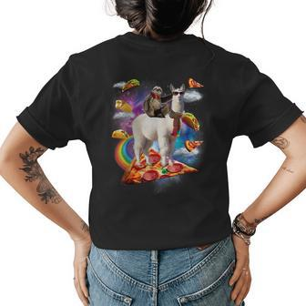 Sloth Riding Llama - Galaxy Pizza Taco Burrito Gift Womens Back Print T-shirt - Monsterry UK