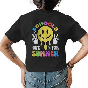 Smile Face Teacher Last Day Of School Schools Out For Summer Women's Crewneck Short Sleeve Back Print T-shirt