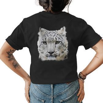 Snow Leopard Big Cat Gift Womens Back Print T-shirt | Mazezy