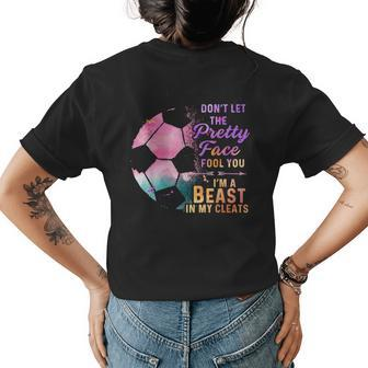 Soccer Player For Girl Goalkeeper Kick Sister Mother Womens Back Print T-shirt | Mazezy