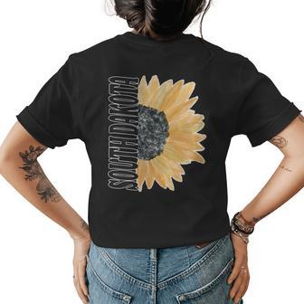 South Dakota Watercolor Sunflower Souvenir Design Womens Back Print T-shirt | Mazezy