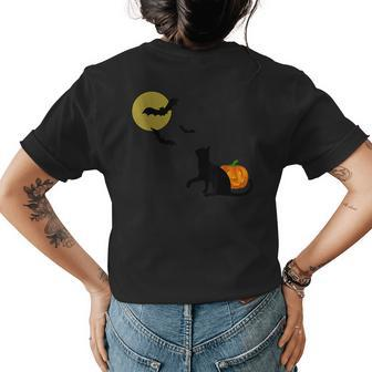 Spooky Bats And Cats Fall Halloween Halloween Womens T-shirt Back Print | Mazezy