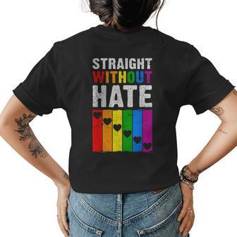 Straight Ally Pride Rainbow Hearts Lgbt Womens Back Print T-shirt | Mazezy