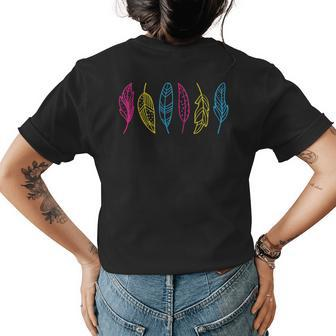 Subtle Pansexual Pride Minimal Boho Leaf Pan Flag Colours Womens Back Print T-shirt | Mazezy