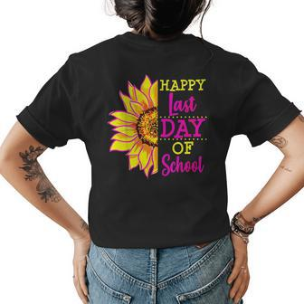 Sunflower Last Day Of School Teacher Gift End Year Preschool Womens Back Print T-shirt | Mazezy