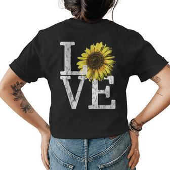 Sunflower Love Vintage Hippie Flower Nurse Mom Gift Gifts For Mom Funny Gifts Womens Back Print T-shirt | Mazezy