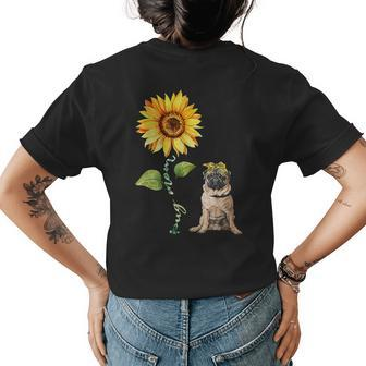 Sunflower Pug Mom Dog Lover Gifts Gift For Womens Womens Back Print T-shirt | Mazezy