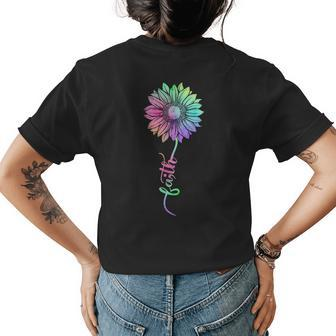 Sunflower Watercolor Mental Health Semi Colon Awareness Womens Back Print T-shirt | Mazezy