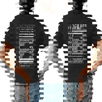 Teacher Facts Funny Teaching Nutritional Facts Womens Back Print T-shirt | Mazezy