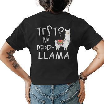 Test Day No Probllama Testing Teacher Educator Gifts For Teacher Funny Gifts Womens Back Print T-shirt | Mazezy