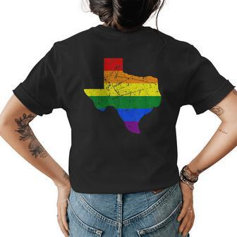 Texas Lgbt Rainbow Flag State Houston Gay Pride Texas Womens Back Print T-shirt | Mazezy