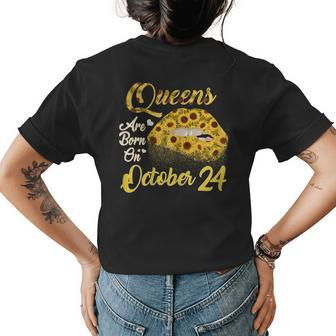 Th Queens Are Born In October 24 Costume Birthday Sunflower Gift For Womens Womens Back Print T-shirt | Mazezy