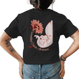 Th Uterine Cancer Awareness Sunflower Elephant Costume Womens Back Print T-shirt | Mazezy