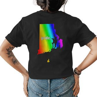 The Official Gay Pride Rhode Island Rainbow Womens Back Print T-shirt | Mazezy