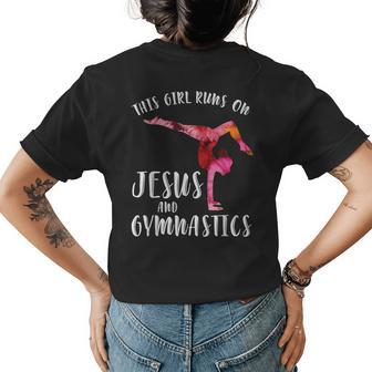 This Girl Runs On Jesus And Gymnastics Acrobatics Passion Womens Back Print T-shirt | Mazezy