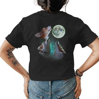 Three Corgis Howl At Moon 3 Wolfs - Funny Wolves Parody Womens Back Print T-shirt | Mazezy