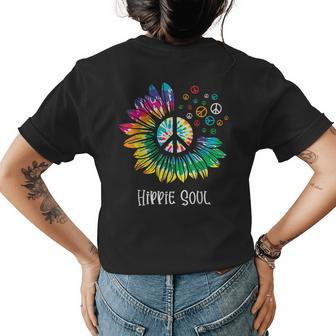 Tie Dye Sunflower Hippie Soul Hippy Peace Sign Daisy Flower Womens Back Print T-shirt