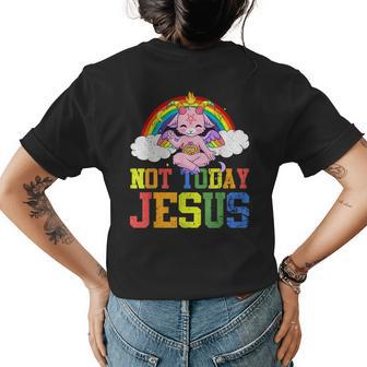 Today Not Jesus Cute Baphomet Lbgt Satan Goat Gay Pride Womens Back Print T-shirt | Mazezy