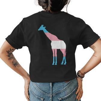 Transgender Flag Ftm Mtf Trans Pride Giraffe Lover Womens Back Print T-shirt | Mazezy