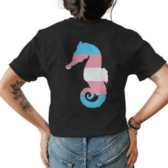 Transgender Flag Ftm Mtf Trans Pride Seahorse Lover Womens Back Print T-shirt | Mazezy