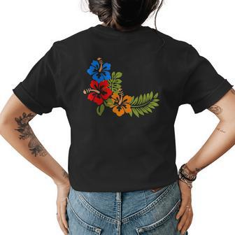 Tropical Hawaii Floral Design | Hibiscus Flower Womens Back Print T-shirt | Mazezy