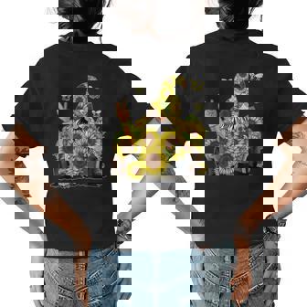 Tu Funny Hippie Gnome With Bee Sunflower Costume Gift Womens Back Print T-shirt | Mazezy