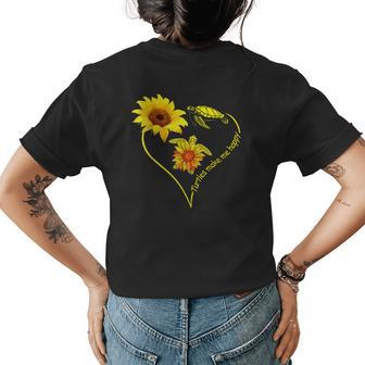 Turtle Makes Me Happy Sunflower Heart Turtle Lovers Gift Womens Back Print T-shirt | Mazezy