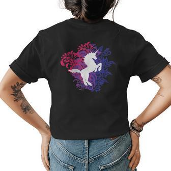Unicorn On Floral Explosion Bisexuality Relaxed Fit Womens Back Print T-shirt | Mazezy