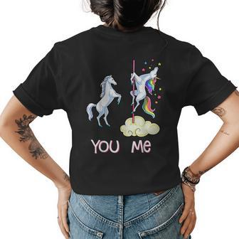 Unicorn You Vs Me Funny Unicorns Rainbow Gifts Womens Back Print T-shirt | Mazezy