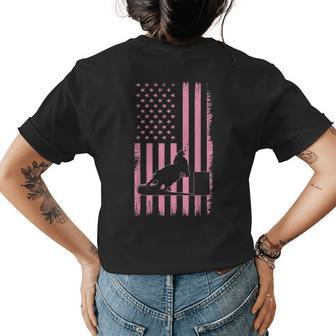 Us Flag Pink Cowgirl Rodeo Western Horse Barrel Racing Womens Back Print T-shirt | Mazezy