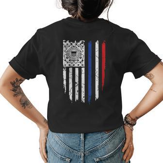 Usa American Flag Us Coast Guard Veteran Uscg Gift For Womens Veteran Funny Gifts Womens Back Print T-shirt | Mazezy