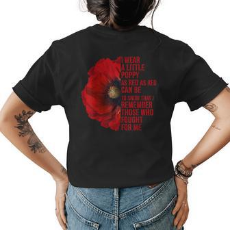 Veterans Memorial Day We Never Forget Red Poppy Flower Usa Womens Back Print T-shirt - Thegiftio UK