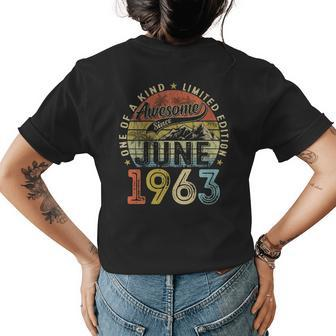 Vintage 60Th Birthday Awesome Since June 1963 60 Years Old Womens Back Print T-shirt | Mazezy