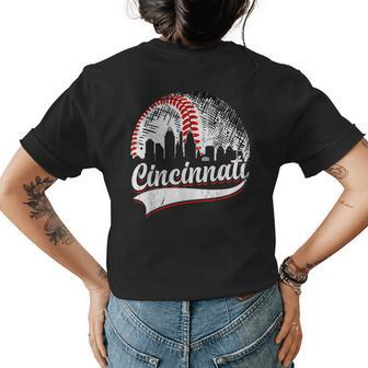 Vintage Cincinnati Baseball Men Women Boy Girl Kids Gifts Womens Back Print T-shirt - Monsterry DE
