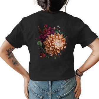Vintage Dahlia Inspired Flower Plant Lover Funny Gardening Plant Lover Funny Gifts Womens Back Print T-shirt | Mazezy