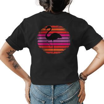 Vintage Flamingo Sunset Retro Summer Vibes Vacation Gift Womens Back Print T-shirt | Mazezy