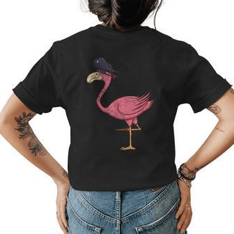 Vintage Pirate Pink Flamingo With Eyepatch Halloween Costume Halloween Funny Gifts Womens Back Print T-shirt | Mazezy
