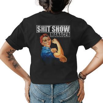 Vintage SHIT Show Manager Funny Mom Boss Supervisor Womens Back Print T-shirt | Mazezy
