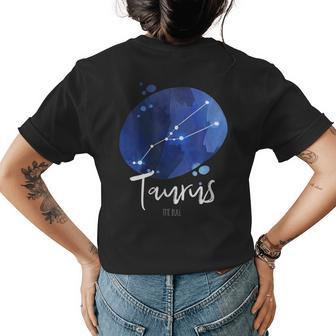 Watercolor Taurus Constellation Astrological Sign Gift Womens Back Print T-shirt - Thegiftio UK