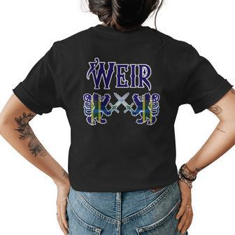 Weir Scottish Clan Kilt Lion Family Name Tartan Gift For Womens Gifts For Lion Lovers Funny Gifts Womens Back Print T-shirt | Mazezy