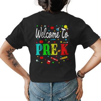 Welcome To Pre-K Back To School Teacher Student Womens Back Print T-shirt - Thegiftio UK