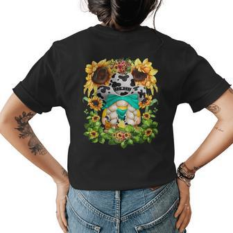 Western Sunflower Cowgirl Gnome For Women Cute Floral Summer Womens Back Print T-shirt | Mazezy